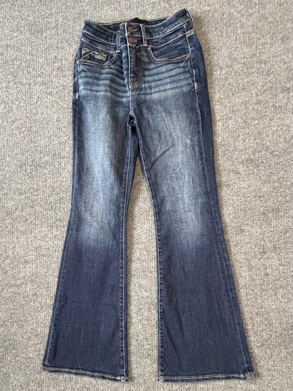 Buckle Black Women's Flare Jeans 27x32 Fit No 35 Dark Wash Stretch Denim